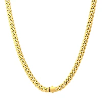 Inox 18KT Gold IP Stainless Steel 24-inch 8MM Cuban Link Chain