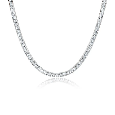 Crislu Platinum Plated Sterling Silver Princess Cut Cubic Zirconia 16-inch Tennis Necklace
