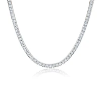 Crislu Platinum Plated Sterling Silver Princess Cut Cubic Zirconia 16-inch Tennis Necklace