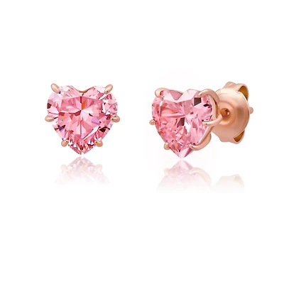 Crislu 18KT Rose Gold Plated Sterling Silver Cubic Zirconia Heart Earrings