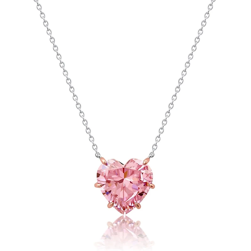 Crislu Platinum Plated Sterling Silver Cubic Zirconia 18-inch Heart Pendant