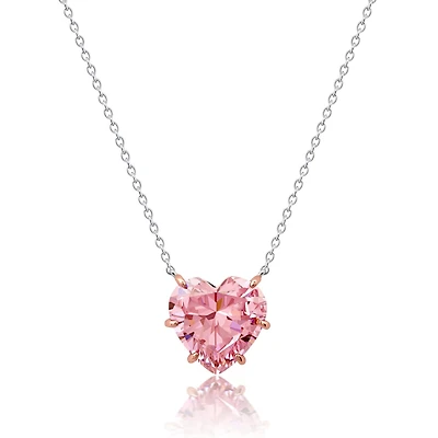 Crislu Platinum Plated Sterling Silver Cubic Zirconia 18-inch Heart Pendant