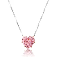 Crislu Platinum Plated Sterling Silver Cubic Zirconia 18-inch Heart Pendant