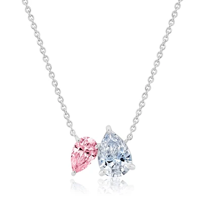 Crislu Platinum Plated Sterling Silver Cubic Zirconia 18-inch Pendant