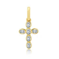 Crislu 18KT Yellow Gold Plated Sterling Silver and Cubic Zirconia Cross Charm