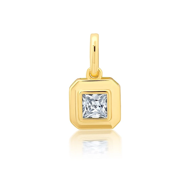 Crislu 18KT Yellow Gold Plated Sterling Silver and Cubic Zirconia Asscher Cut Charm