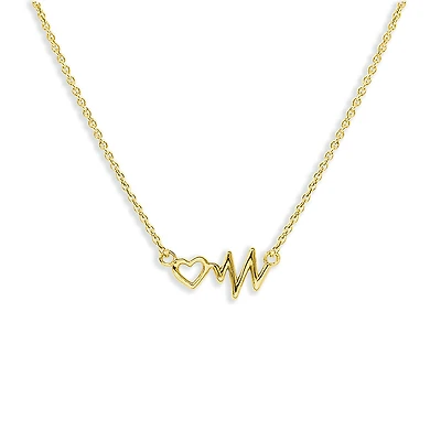 18KT Gold Bonded Sterling Silver Heartbeat Necklace