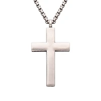 Sterling Silver 22-inch Cross Pendant with Cubic Zirconia