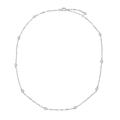 Crislu Platinum Plated Sterling Silver and Cubic Zirconia 18-inch Necklace