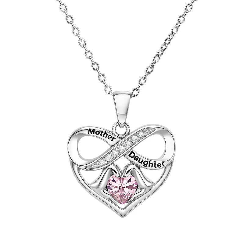 Sterling Silver and Cubic Zirconia Mother Daughter Pendant