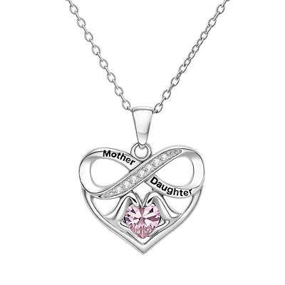 Sterling Silver and Cubic Zirconia Mother Daughter Pendant
