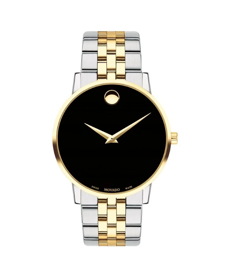 Movado Museum Classic with Black Dial and Two-Tone Stainless Steel Bracelet. 0607200
