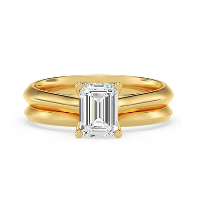 My Trio Rings Jena 1 CTW Lab Grown Diamond Emerald Solitaire Bridal Set in 10KT Yellow Gold