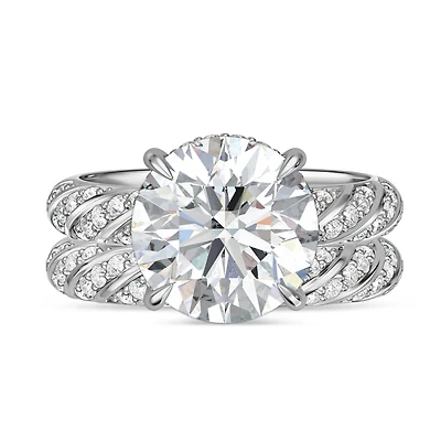 My Trio Rings Nella 5-7/8 CTW Lab Grown Diamond Round Solitaire Bridal Set in 10KT White Gold