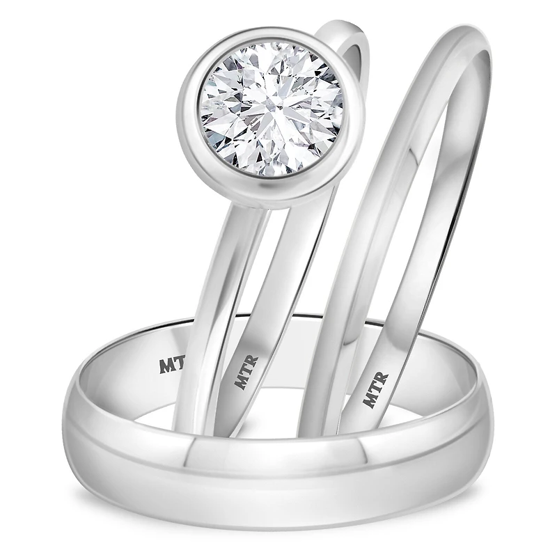 My Trio Rings Hazel 3/4 CTW Lab Grown Diamond Round Solitaire Trio Set in 10KT White Gold