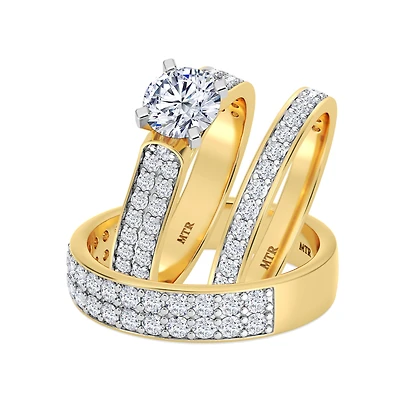 My Trio Rings Gedel 3 CTW Lab Grown Diamond Round Solitaire Trio Set in 10KT Yellow Gold