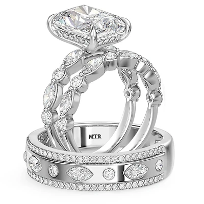 My Trio Rings Stacy 7-1/7 CTW Lab Grown Diamond Radiant Solitaire Trio Set in 10KT White Gold