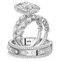 My Trio Rings Stacy 7-1/7 CTW Lab Grown Diamond Radiant Solitaire Trio Set in 10KT White Gold