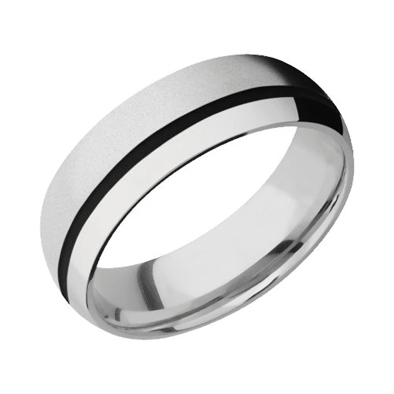 Lashbrook Cobalt Chrome Band with Bead Polished Finish and Black Inlay