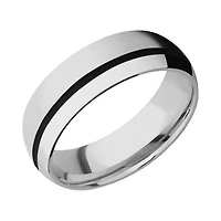 Lashbrook Cobalt Chrome Band with Bead Polished Finish and Black Inlay