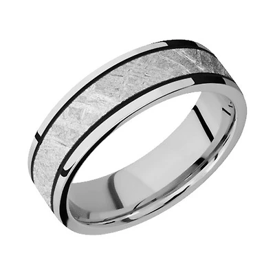 Lashbrook Cobalt Chrome Band with Polished Finish and Meteorite Inlay