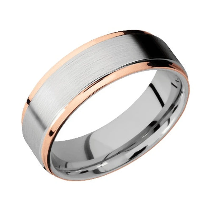 Lashbrook Cobalt Chrome Band with Satin Polished Finish and 14KT Rose Gold Inlay