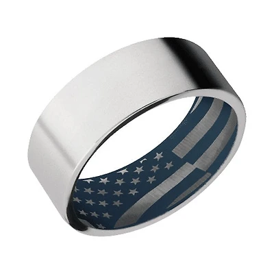 Lashbrook Cobalt Chrome Band with Bead Finish and Navy Blue