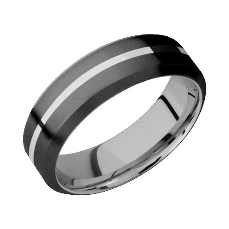 Lashbrook Zirconium Band with Bead Bead Finish and Palladium Silver Inlay and Palladium Silver