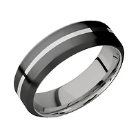 Lashbrook Zirconium Band with Bead Bead Finish and Palladium Silver Inlay and Palladium Silver