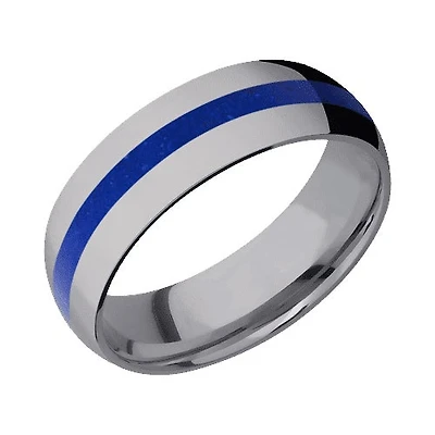 Lashbrook Tantalum Band with Polished Finish and Lapis Inlay