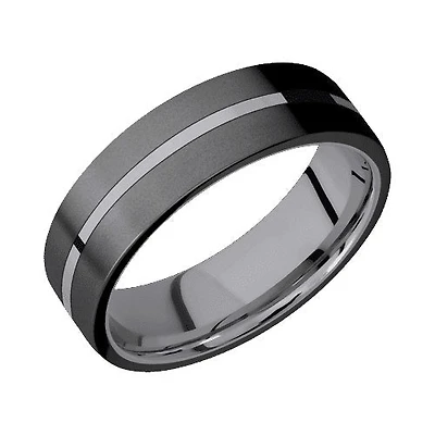 Lashbrook Tantalum Band with Polished Finish and Zirconium Inlay