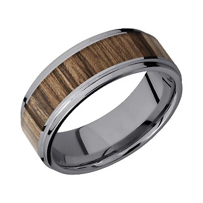 Lashbrook Tantalum Band with Polish Polished Finish and Walnut Inlay
