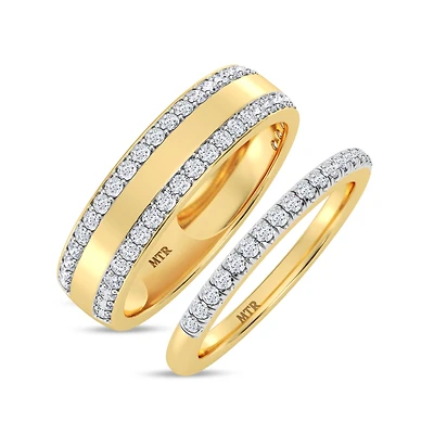 My Trio Rings Nikau 1 CTW Lab Grown Diamond Wedding Band Set in 10KT Yellow Gold