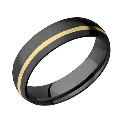 Lashbrook Zirconium Band with Bead Bead Finish and 14KT Yellow Gold Inlay