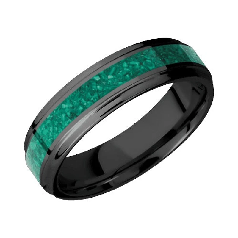 Lashbrook Zirconium Band with Polish Polished Finish and Malachite Inlay