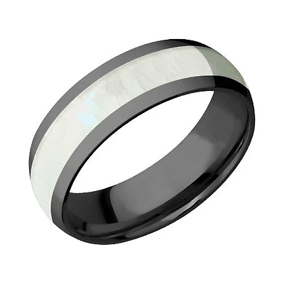 Lashbrook Zirconium Band with Polished Finish and Freshwater Mother of Pearl Inlay