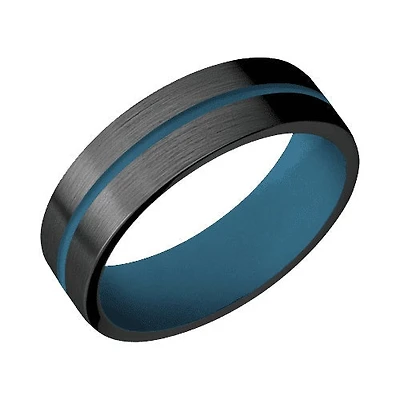 Lashbrook Zirconium Band with Satin Finish and Royal Blue Inlay and Royal Blue