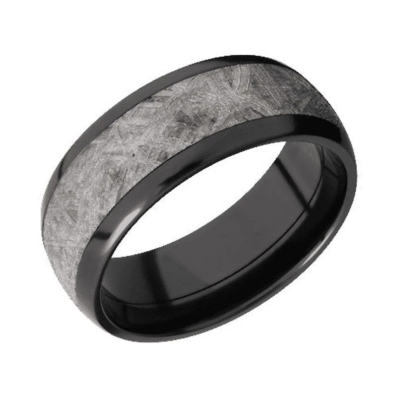 Lashbrook Zirconium Band with Polished Finish and Meteorite Inlay
