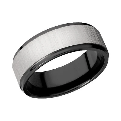 Lashbrook Zirconium Band with Cross Satin Silver Polished Finish