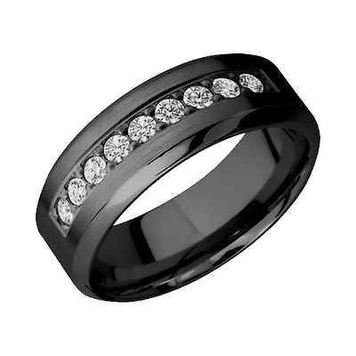 Lashbrook Satin Polished Finish Zirconium Band with 0.45CTW Lab Grown Diamonds