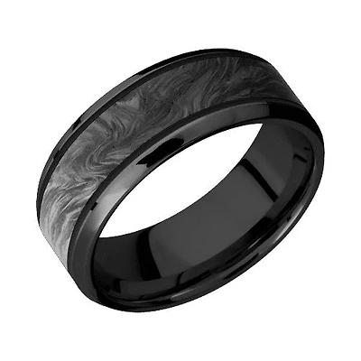 Lashbrook Zirconium Band with Polish Polished Finish and Forged Carbon Fiber Inlay