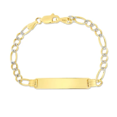 10KT Two-Tone Gold Figaro ID Bracelet with a 5.4MM Plague