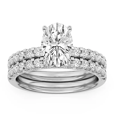 Signature EcoLove 2-3/8 CTW 100 Facet Centurion Lab Grown Diamond Bridal Set in Platinum