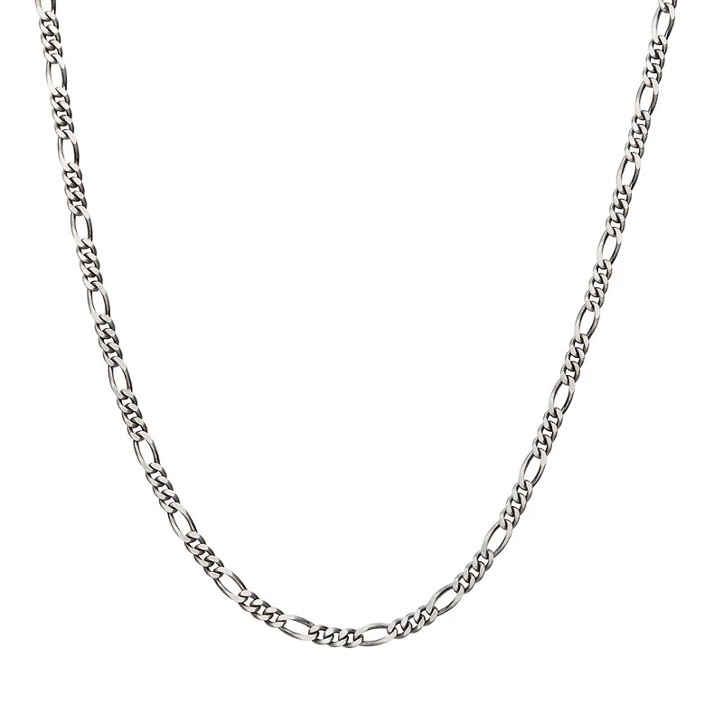 Inox 22-inch 4.3MM Sterling Silver Brushed Satin Finish Figaro Chain