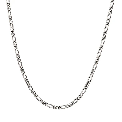 Inox 22-inch 4.3MM Sterling Silver Brushed Satin Finish Figaro Chain