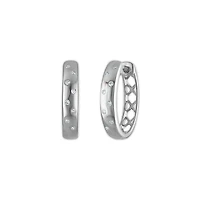 Natural Diamond Accent Hoop Earrings in Sterling Silver