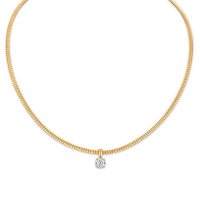 EcoLove 1 CTW Lab Grown Diamond Solitaire 18-inch Pendant in Gold Plated Sterling Silver