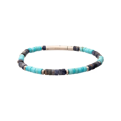 Inox Azure Voyager Heishi Bead Bracelet