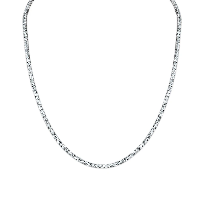 Red Hot Deal 10 CTW Round Lab Grown Diamond 18-inch Tennis Necklace in 10KT White Gold