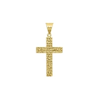 10KT Yellow Gold 50X30MM Nugget Cross Pendant. Chain Not Included.